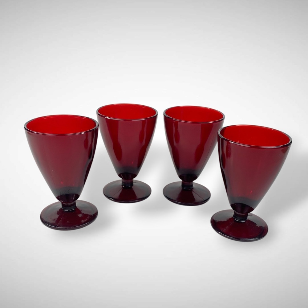Anchor Hocking Ruby Red Cordial Glasses Set of 4 Small Stemware